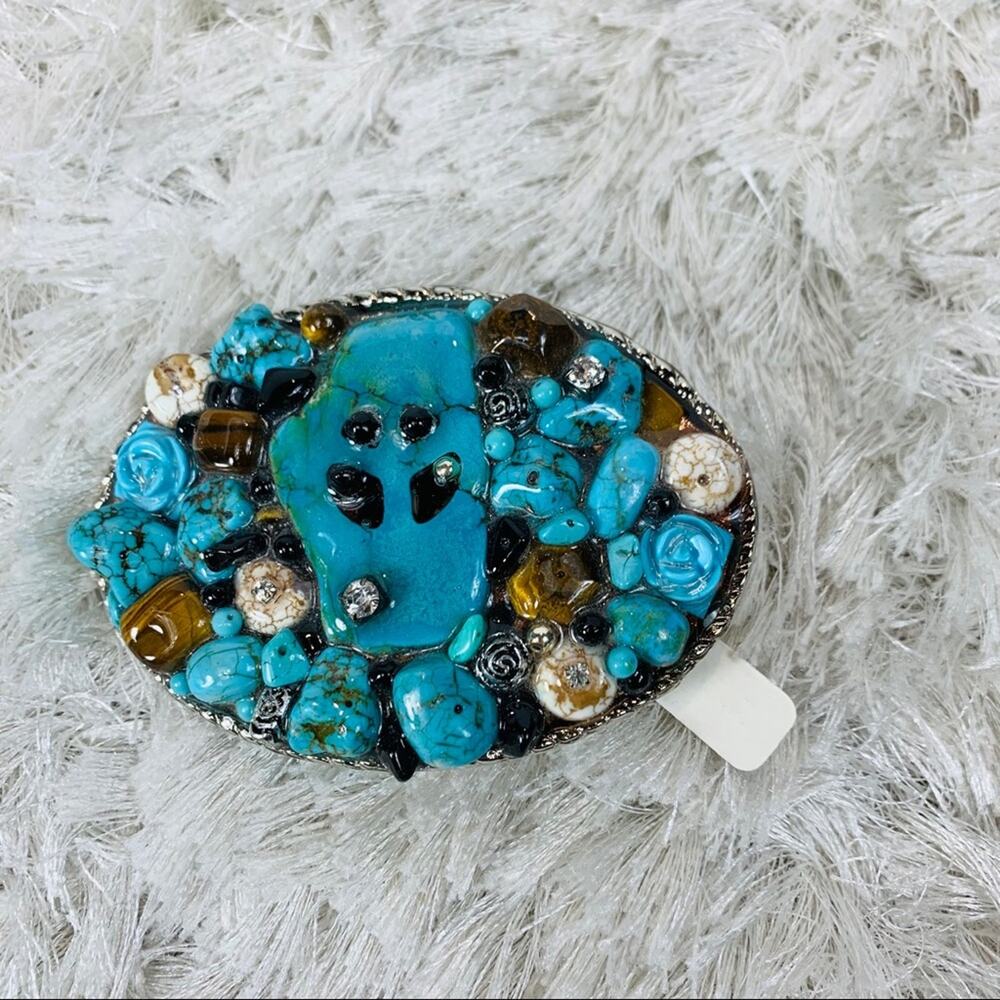 Boutique Craftsman Belt Buckle Turquoise 3 x 4"